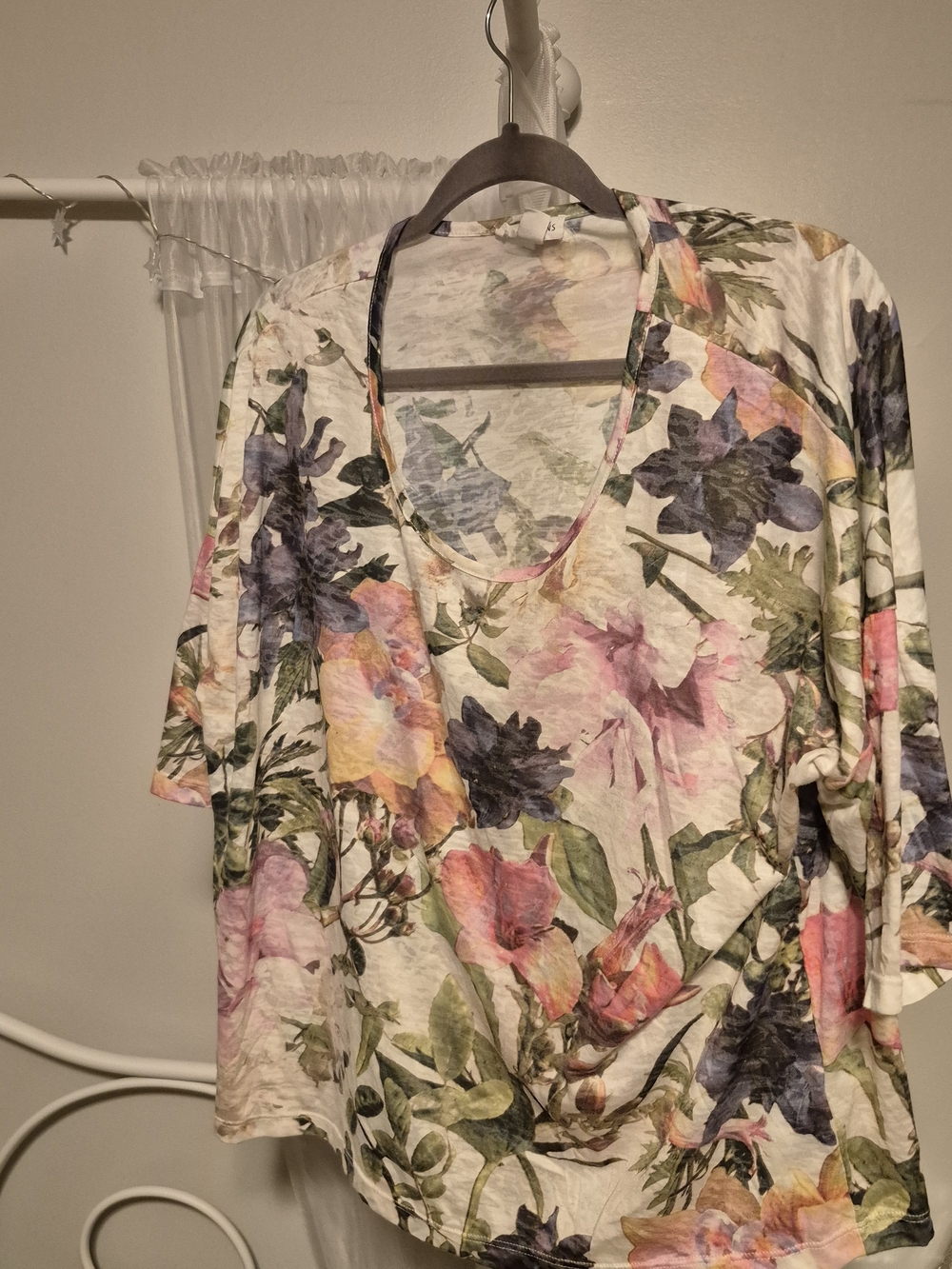 2/$15 Tribal Scoop Neck Floral Tee - Cream, Pink, Purple, Green